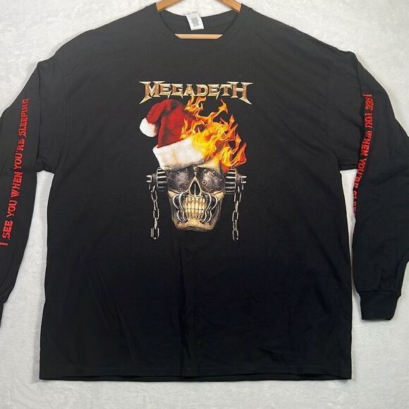 Megadeth limited release flaming winter skull‎ long sleeve Shirt NWOT Men 2XL - Picture 1 of 6